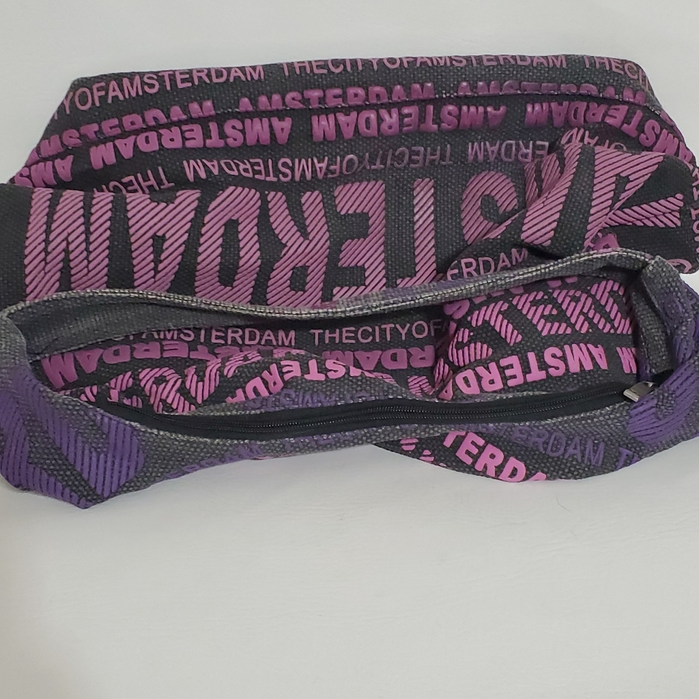 Robin Ruth Amsterdam Text Print Purple and Pink Women's Hobo Bag 100% Cotton - Picture 10 of 10